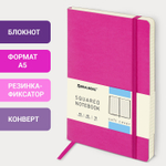 Блокнот А5 (148x218 мм) BRAUBERG "Metropolis Ultra" под кожу 80 л. резинка клетка красный (2 штуки в упаковке)