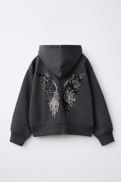 ZARA ХУДИ С ПАЙЕТКАМИ, АНТРАЦИТОВО-СЕРЫЙ