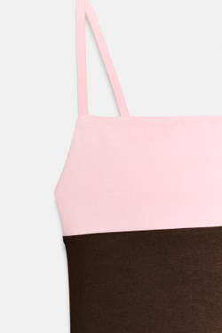 ZARA КОМБИНИРОВАННЫЙ ТОП НА БРЕТЕЛЯХ, РОЗОВЫЙ