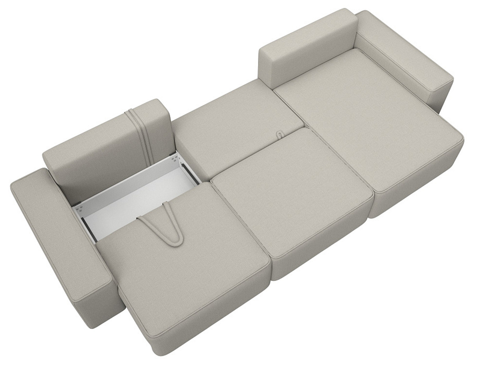 Диван угловой Лига-074 угол универсальный РОГОЖКА Амур 02 бежевый