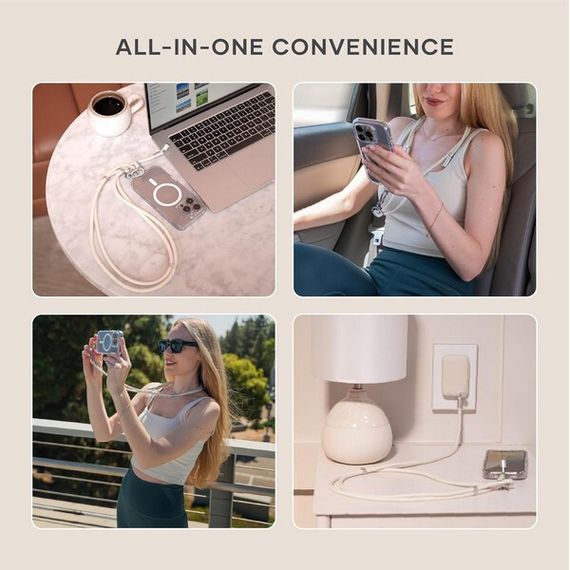 Зарядный кабель/ремень через плечо Satechi OntheGo Crossbody Lanyard Cable 60W 1.5 м (ST-LOTGLW) Sand