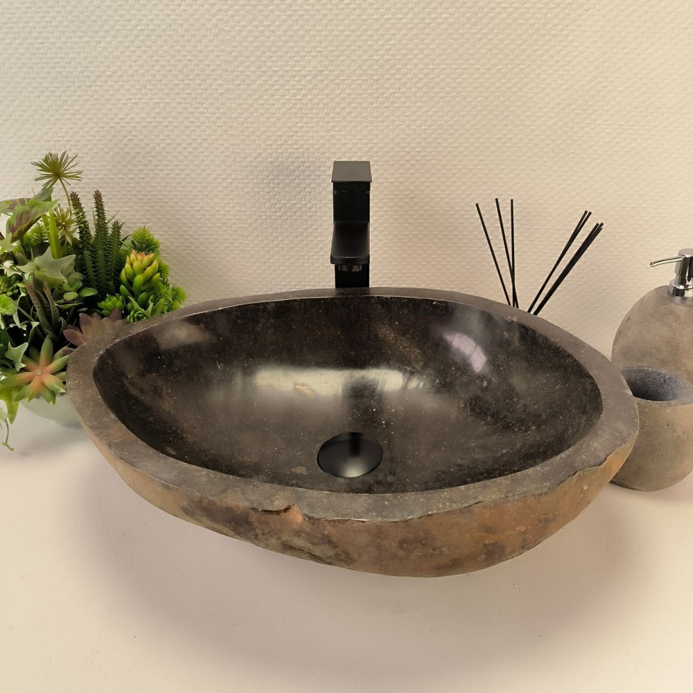 Раковина из речного камня RS-63177 (53*40*15)
