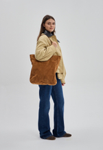 сумка шоппер коричневый на молнии замша