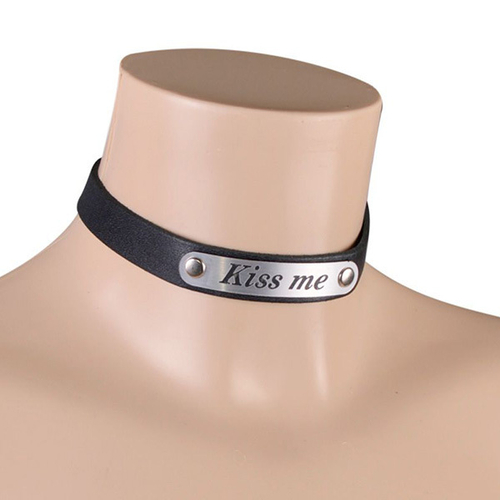 Черный кожаный чокер Sitabella Kiss Me BDSM Accessories 3354 КМ