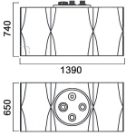 Емкость прямоугольная горизонтальная для дизельного топлива со сливом
 Анион 500 л. горизонтальный (1390x650x740см;синий) - арт.559434