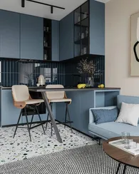 Полубарный стул Dune 65 см, бежевая экокожа, спинка орех