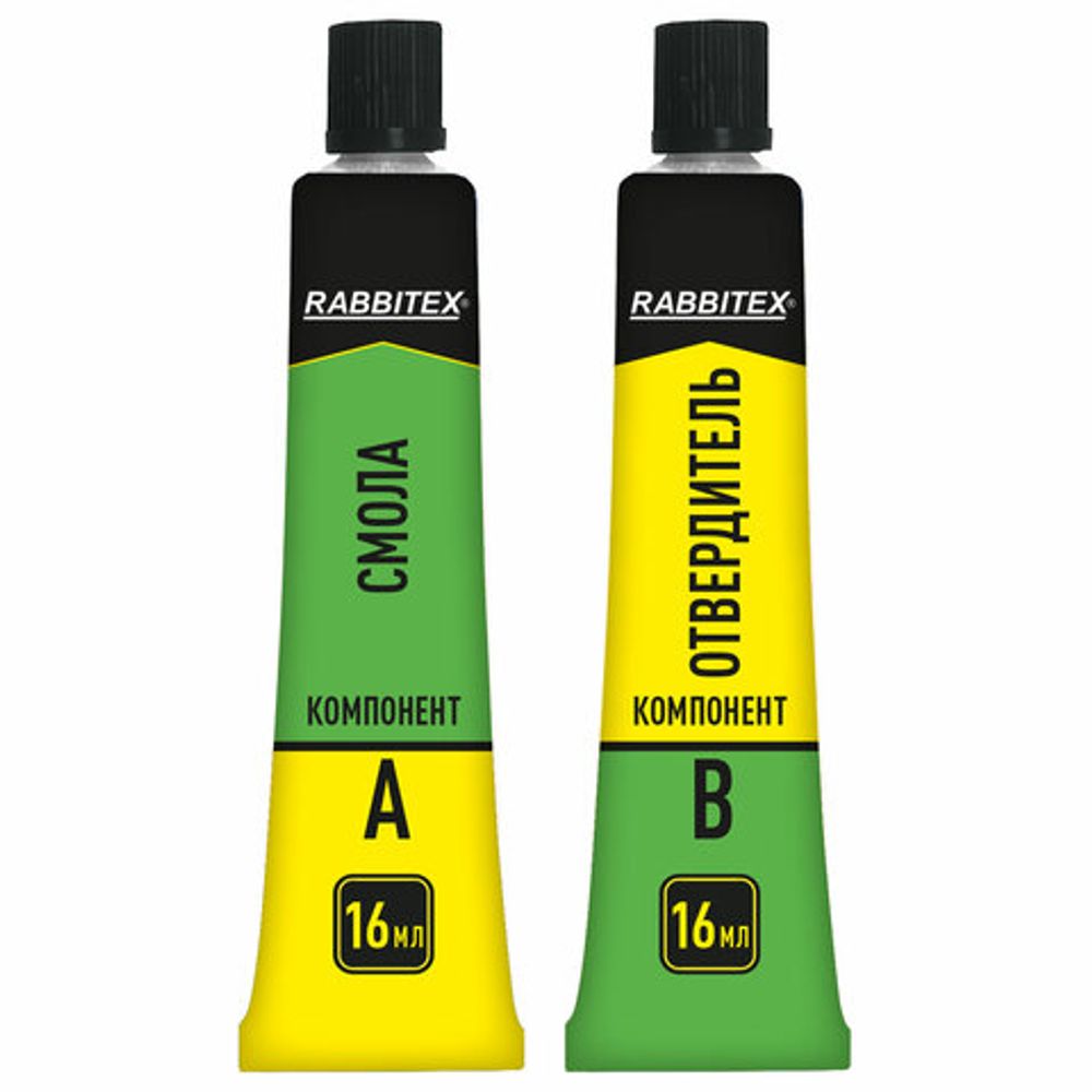 Клей эпоксидный смола + отвердитель, две тубы, суперпрочный, 2х16 мл, RABBITEX (РАББИТЕКС) "ДВА СЛОНА", 609816
