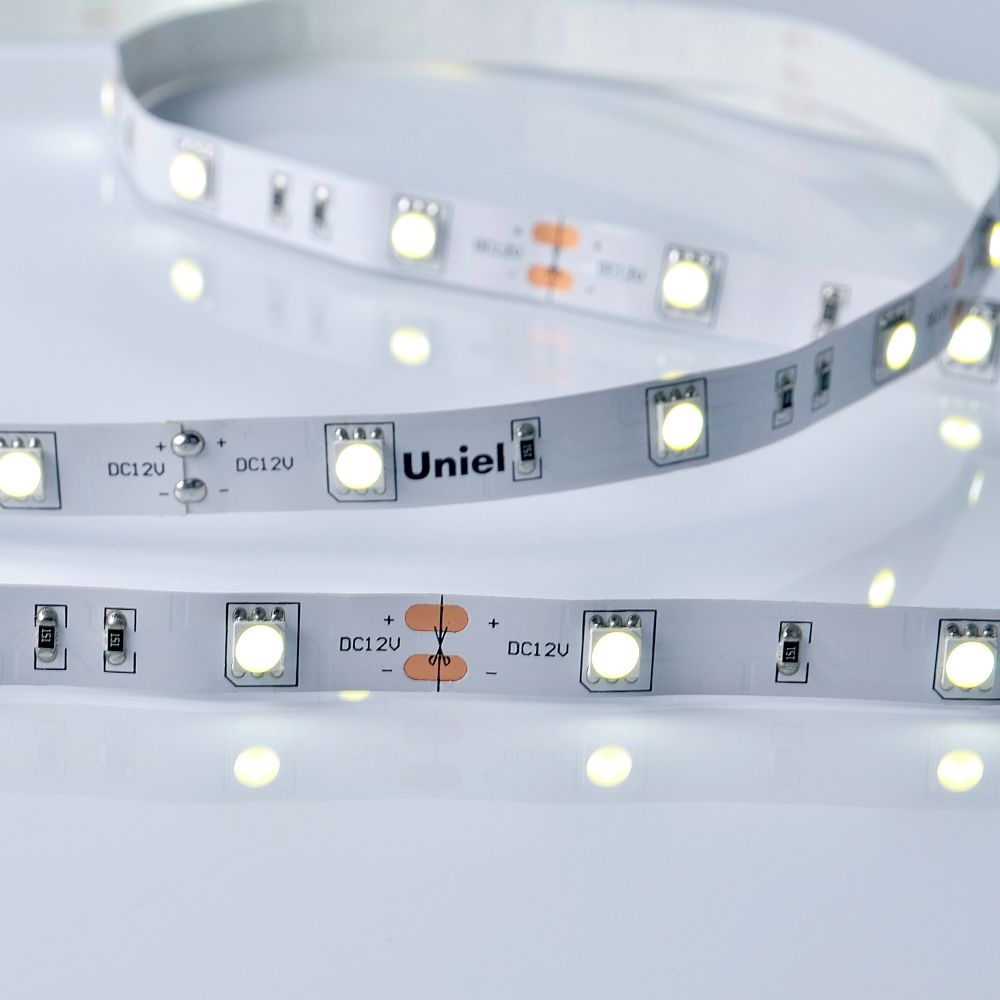 ULS-M22-5050-30LED-m-10mm-IP20-DC12V-7.2W-m-5M-6500K PROFI Гибкая светодиодная лента на самоклеящейся основе. Катушка 5м. в герметичной упаковке. Дневной свет 6500K. ТМ Uniel.