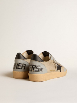 Men’s Ball Star LTD in beige mesh with croc-print leather star and nappa inserts
