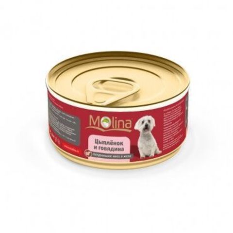 Molina консервы для собак цыпленок и говядина в желе