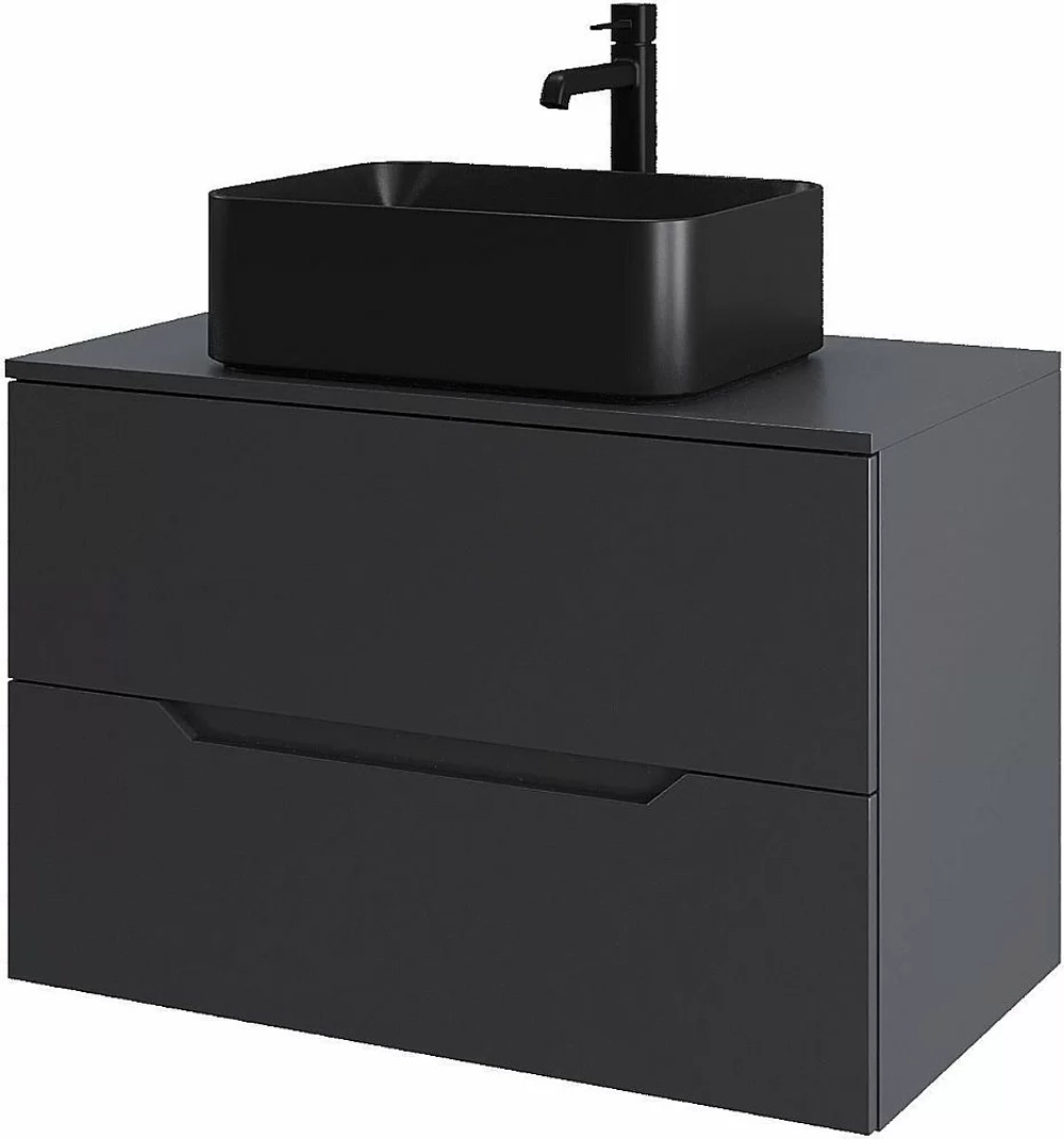Тумба с раковиной Orange Line 80 Li-80TugMDF+B02-460MB графит/черный