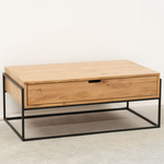 Журнальный столик, 110х65х45, G+K, прикроватный, с ящиком, из массива дуба, MAKOSA