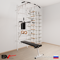 Шведская стенка Sv Sport 5680 (Турник рукоход/Брусья/Стойка/Скамья/Кольца/Лестница/Канатный лаз)