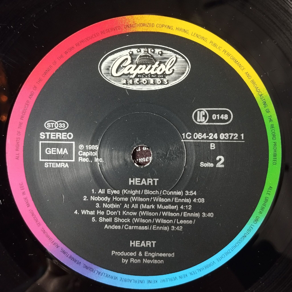 Винтажная виниловая пластинка LP Heart (Germany 1985)