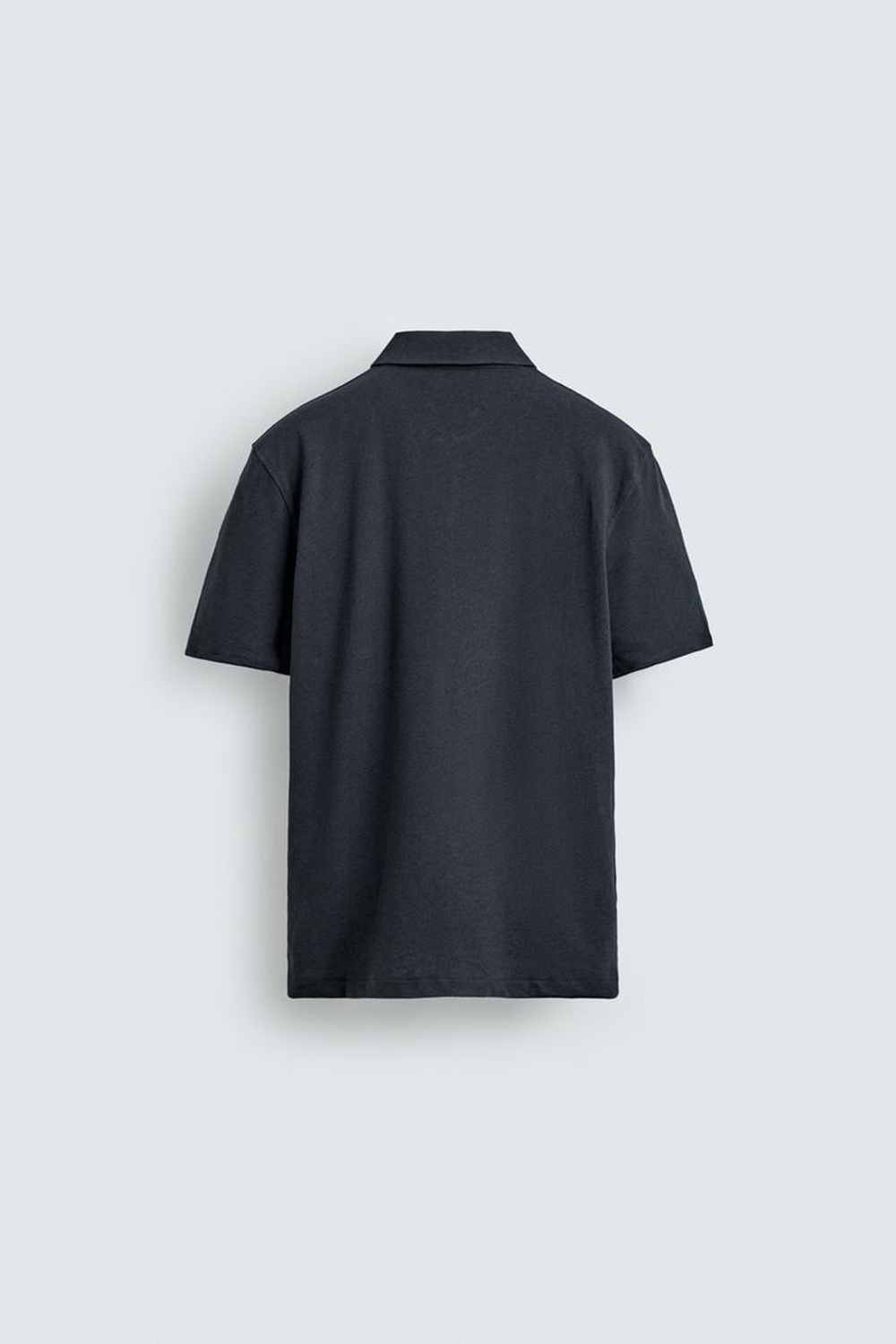 ZARA ПОЛО REGULAR FIT ИЗ ХЛОПКА И ЛЬНА, МОРСКОЙ ТЕМНО-СИНИЙ