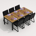 Обеденная группа Ideal Patio ТЕЛЛА  АЛЬБА  каркас карбон, стол тик 200, ткань черная