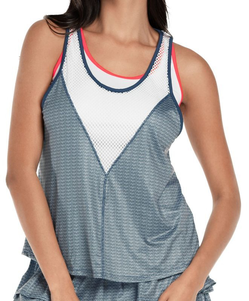 Женский топ теннисный Lucky in Love Palms D'Amour Royal Palm Layer Tank - slate