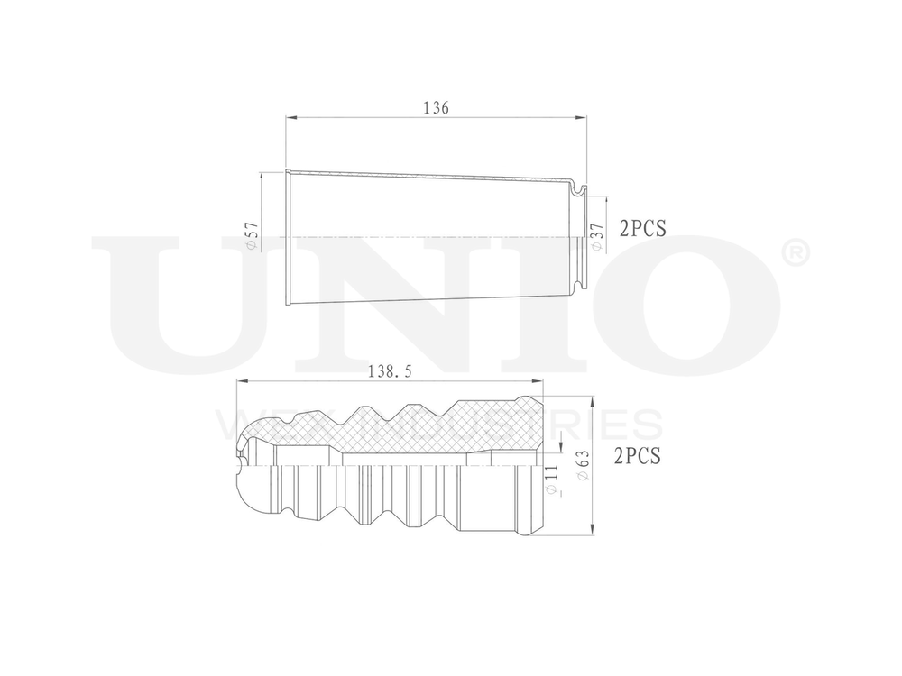 Комплект пыльник и отбойник UNIO DUC-50016