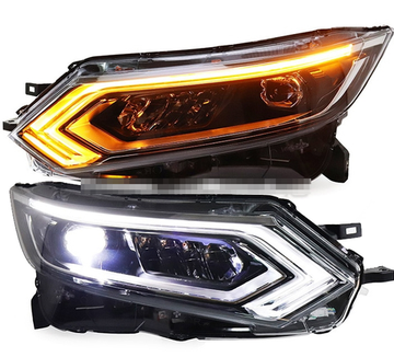 Передние фары Ниссан Кашкай 2 рестайлинг 2019-2020 V4 type [Комплект Л+П; LED ходовые огни; электрокорректор; LED линза]