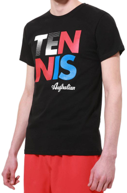Футболка мужская теннисная Australian Logo T-Shirt - black