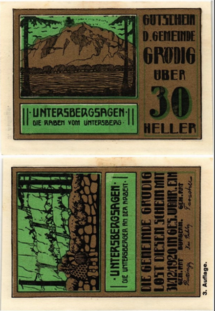 Австрия 30 геллеров 1920 Грёдиг aUNC