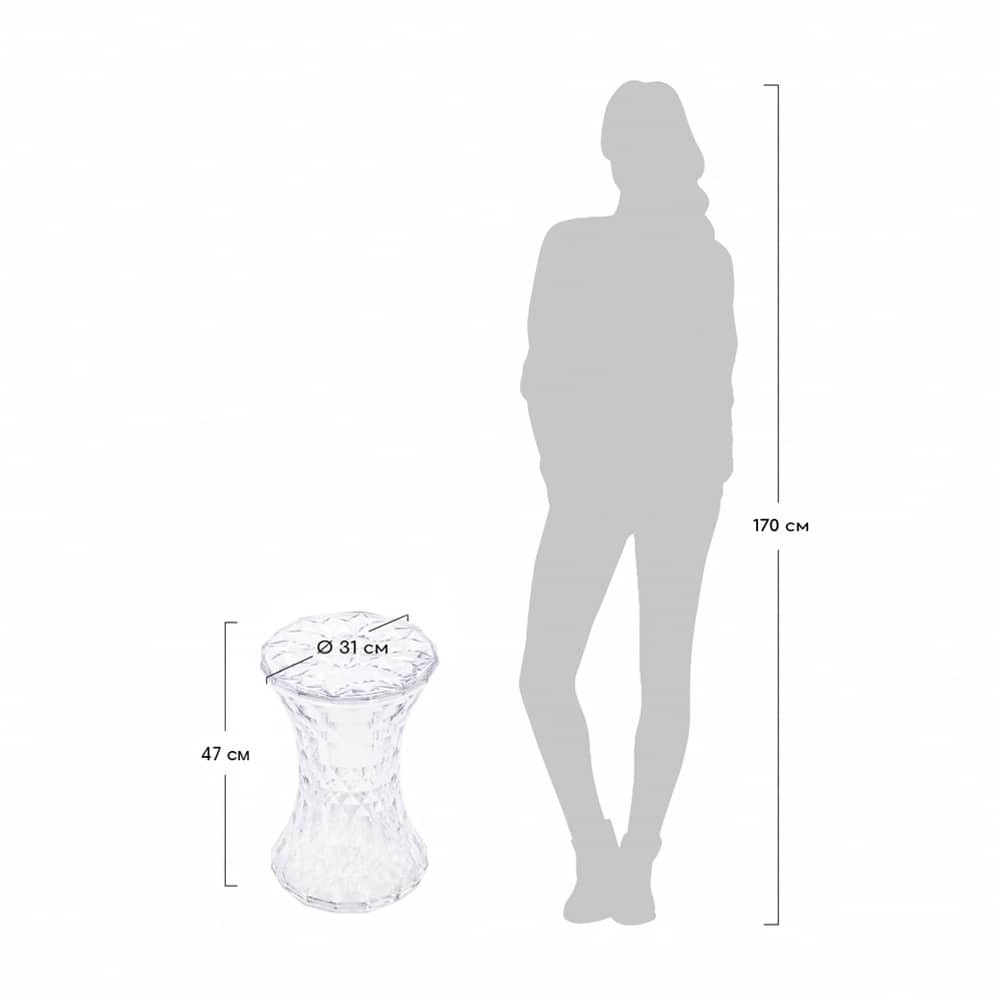 Стул-пуф Stone прозрачный серый