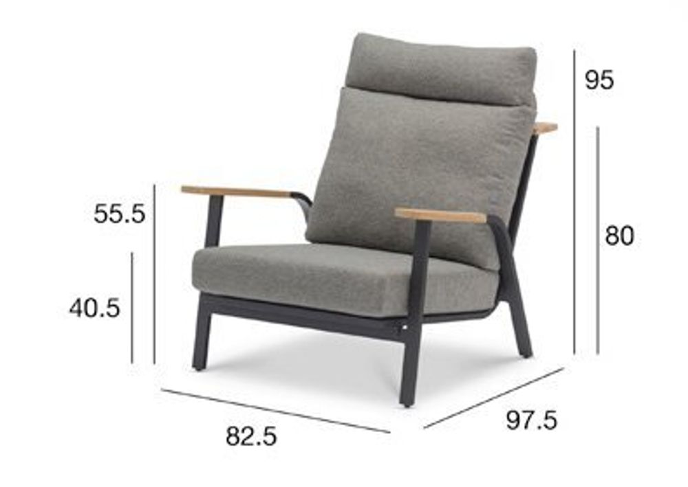 Malmo с 3-х местным диваном, комплект лаунж мебели антрацит/серый, алюминий