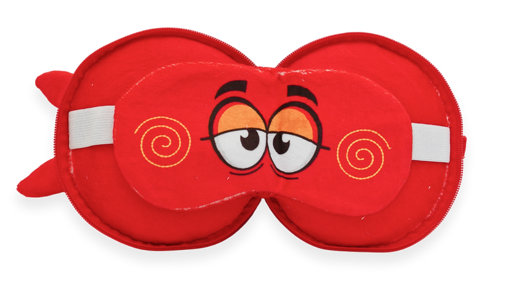 Мягка игрушка - подушка с маской для сна символ года конь "Слиппи Огненный" h 15 см