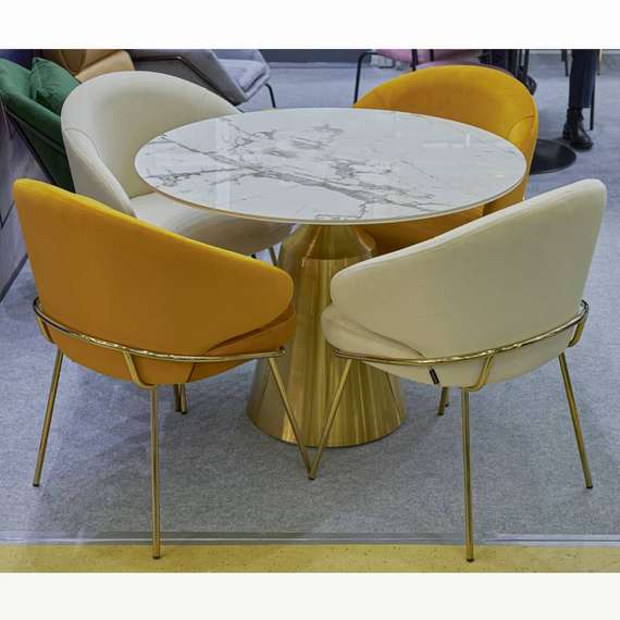 Стул Lime, кремовый микровелюр с золотыми ножками