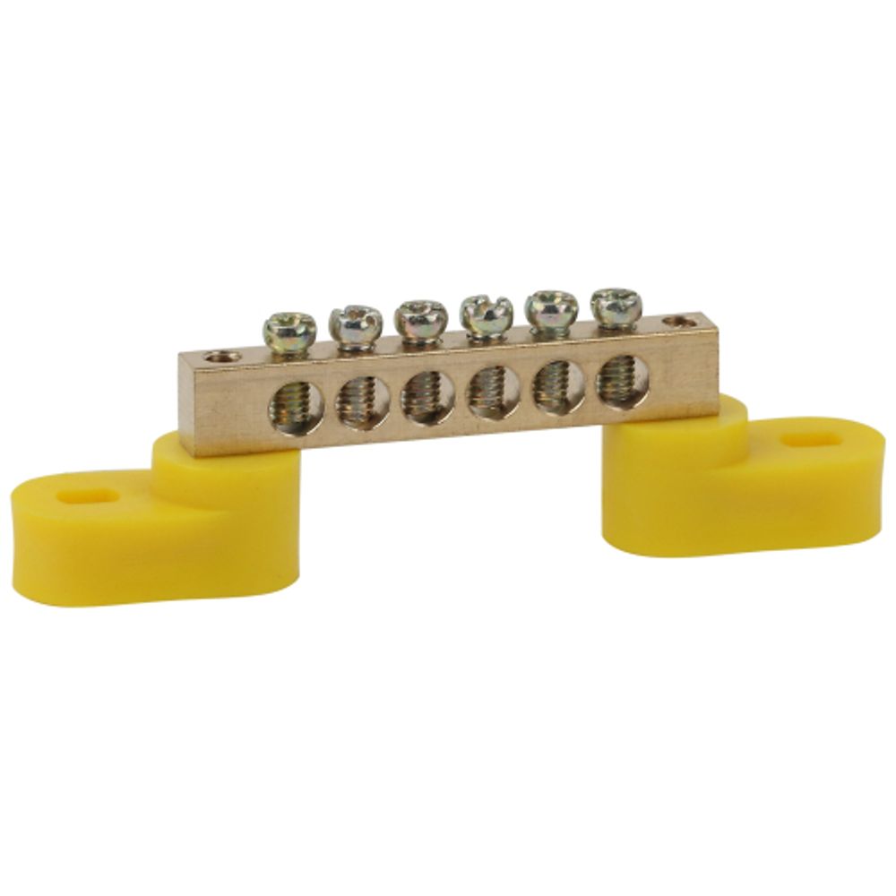 Шина ЭРА NO-222-108-1 PE земля на двух угловых изоляторах ШНИ-6х9-6-У2-Желтый | Шины N, PE, PEN