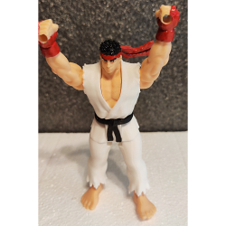 Подвижная фигурка «Рю» (Street Fighter) — коллекционная 3D-печать, белое кимоно, красная повязка