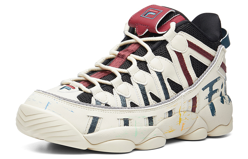 FILA FUSION Fila TIDE brand fabric synthetic leather shock absorption, non-slip, wear-resistant, lightweight low-top retro basketball shoes