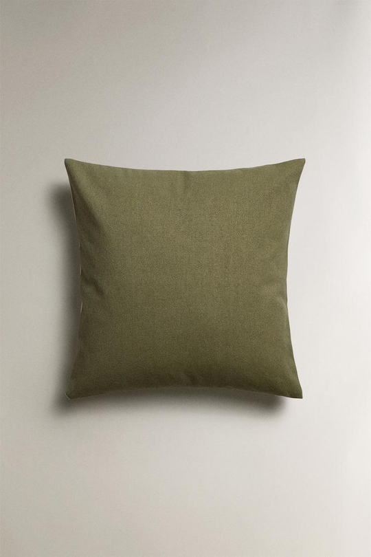 ZARA HOME ОДНОТОННЫЙ ХЛОПКОВЫЙ ЧЕХОЛ ДЛЯ ДЕКОРАТИВНОЙ ПОДУШКИ, ЗЕЛЕНЫЙ