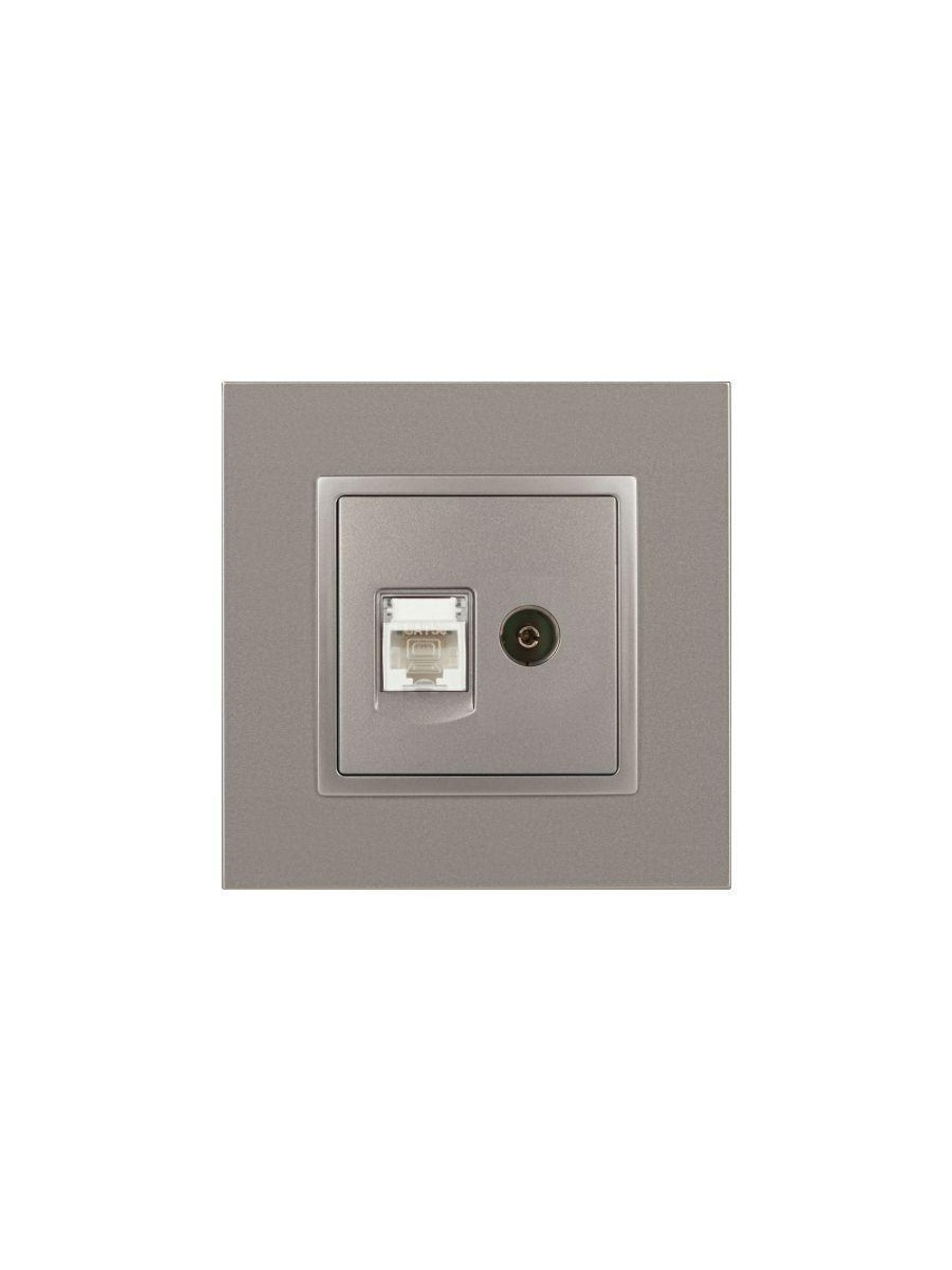 Розетка компьютерная + телевизионная Elegance 14-3110-16 RJ45+TV титан Эра Б0065768