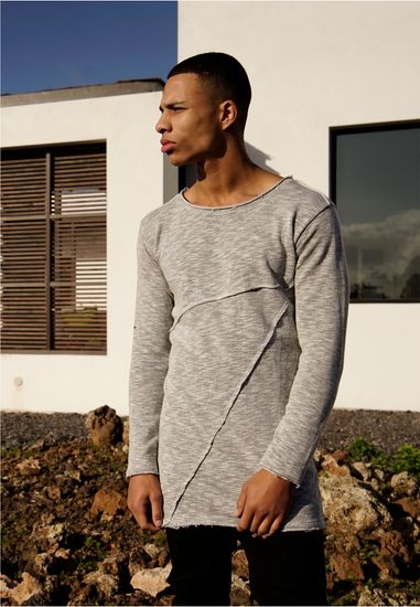 Толстовка URBAN CLASSICS Fashion Long Terry Crew (Grey Melange)