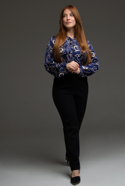 Блузка женская 1913АПА, цепи синий #110ЦеСи091913АПА