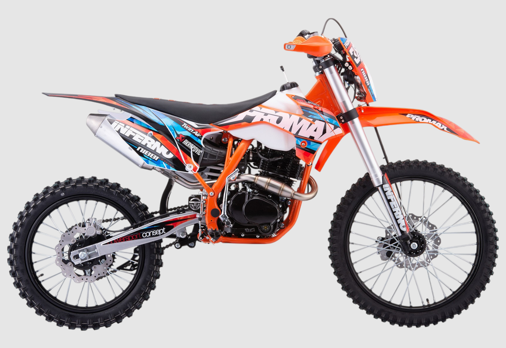 Кроссовый мотоцикл PROMAX INFERNO 380 (4 valves, 5 gears) оранжево - черный-голубой