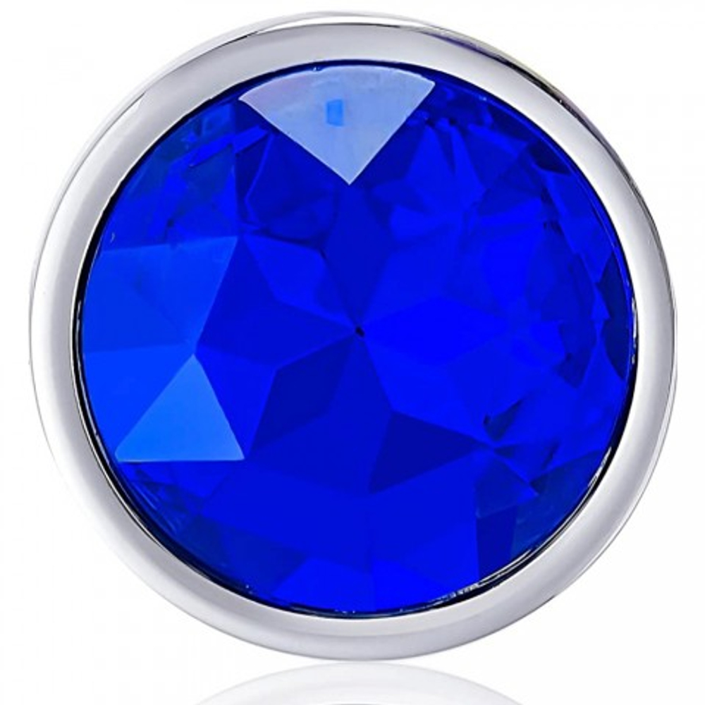 Маленькая металлическая анальная пробка с синим кристаллом Anal Pleasure от Alive (L: 9*4,1 см.)