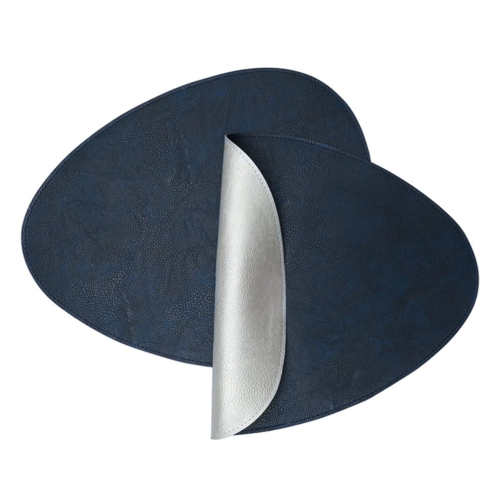 Набор из 2-х двухсторонних сервировочных салфеток Drop, 33х41 см, синий/светло-серый