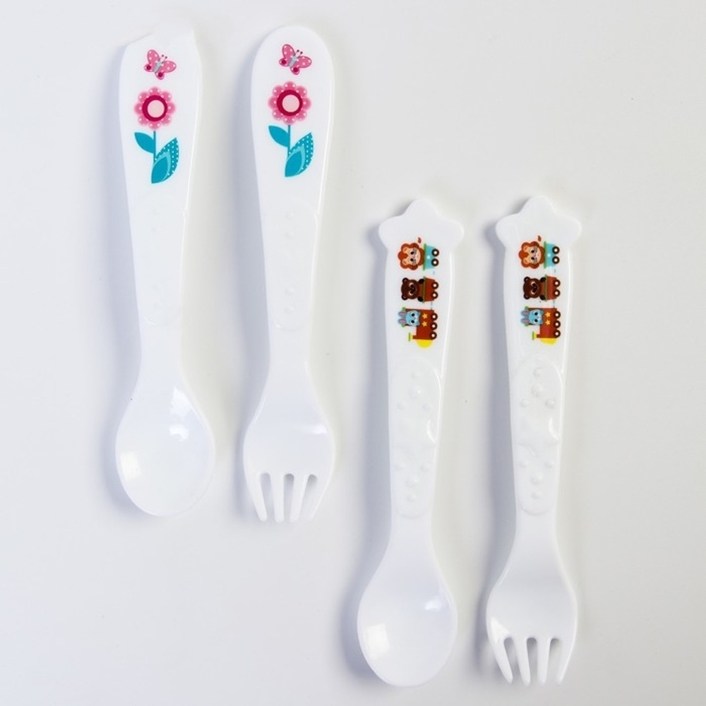 4839929 Набор для кормления: ложка и вилка «Для Малыша», от 5 мес., белый МИКС