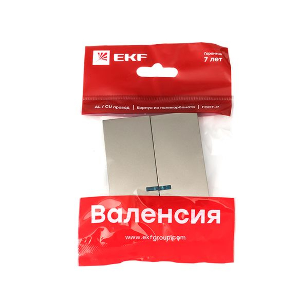 Валенсия лицевая панель выключателя 2-кл. с индикатором 10А кашемир EKF PROxima