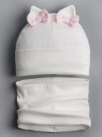 Осенняя шапка для девочки с ушками и снуд