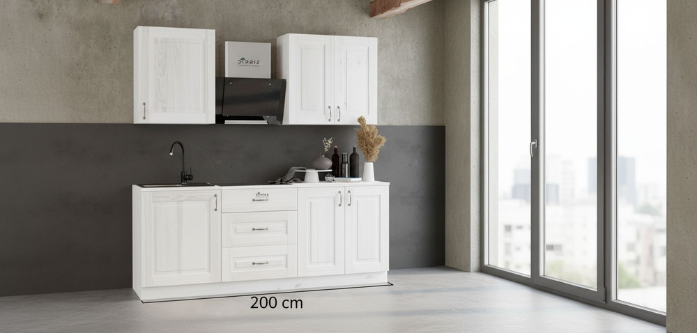 Кухонный модуль напольный, 60х60х85, Стокгольм Светлый, под мойку, со столешницей, из массива дерева, белый, Dipriz