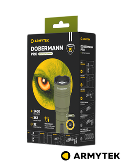 Фонарь Armytek Dobermann Pro Magnet USB. Olive, тёплый свет