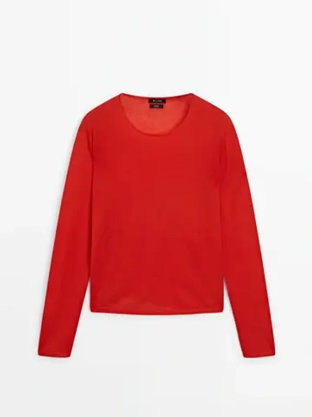 Massimo Dutti Свитер из 100% шерсти, оранжевый