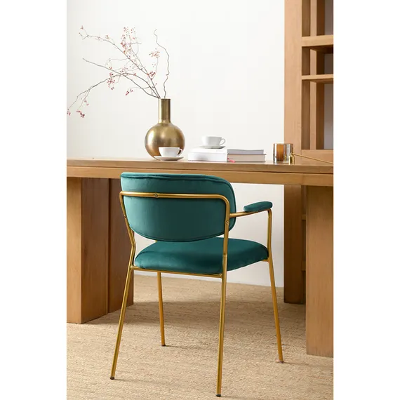 Стул Eirill Arms зеленый велюр с золотыми ножками