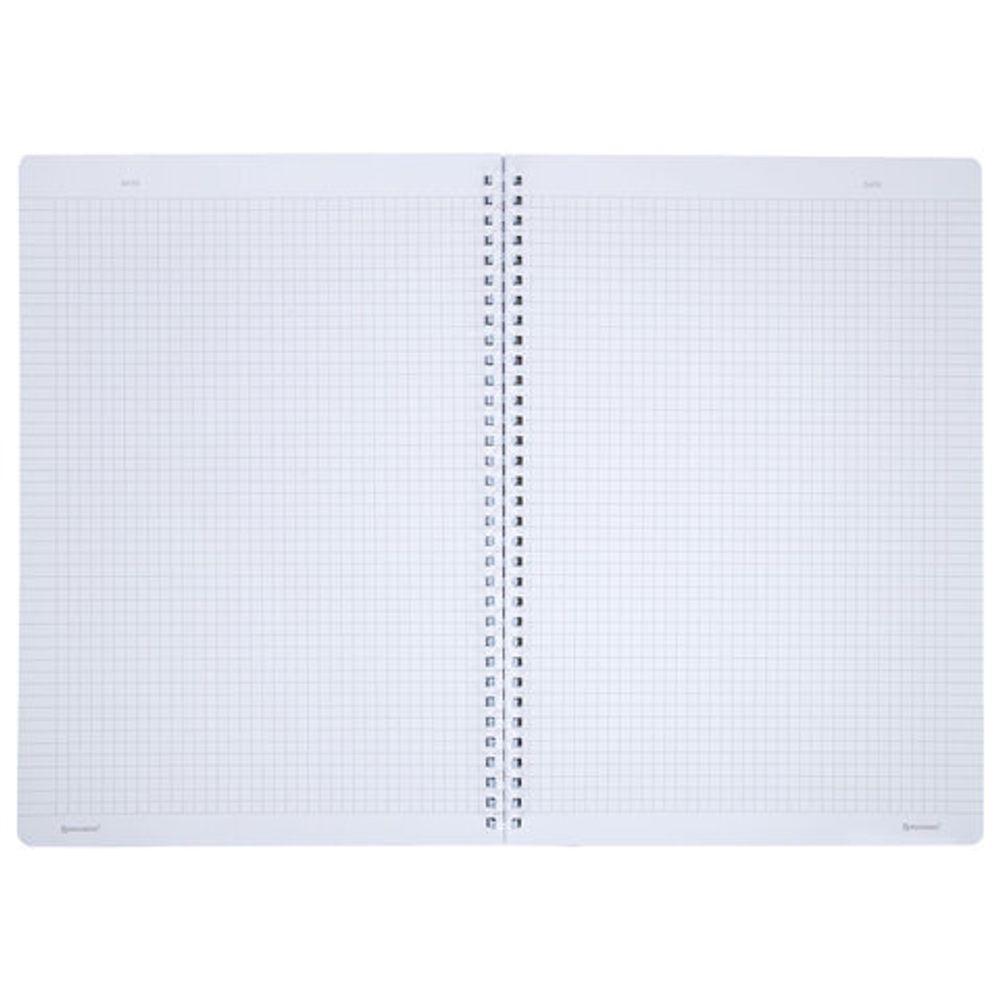 Тетрадь обложка пластик, А4 80 л., гребень мягкий, вырубка для ручки, клетка, BRAUBERG, голубой, 405370