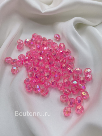 Бусины акриловые гранёные круглые розовые 500 грамм (±5гр)