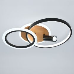 Светильник потолочный светодиодный ЭРА Модерн Rondo CLL-1 85W 3K-6,5K RC BK с ДУ черный-дерево