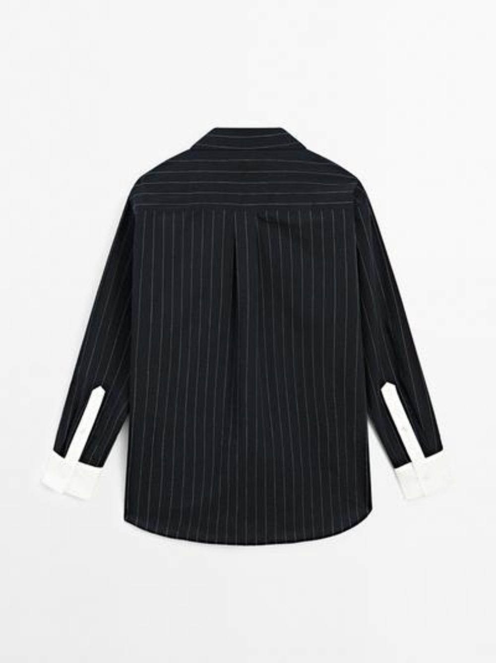 Massimo Dutti Рубашка в полоску с контрастной деталью, темно-синий